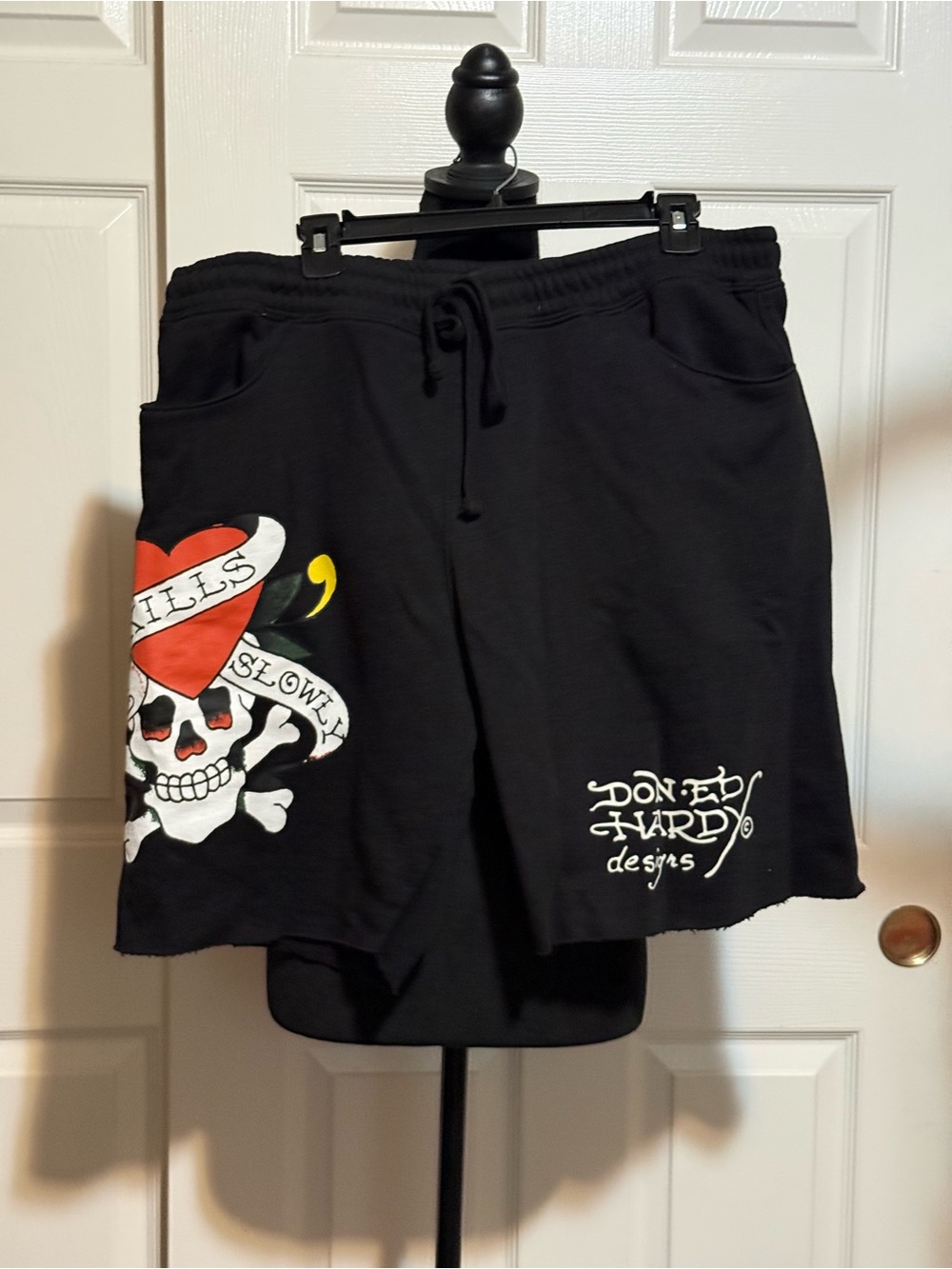 Ed Hardy Black Skull & Heart Graphic Men’s Shorts